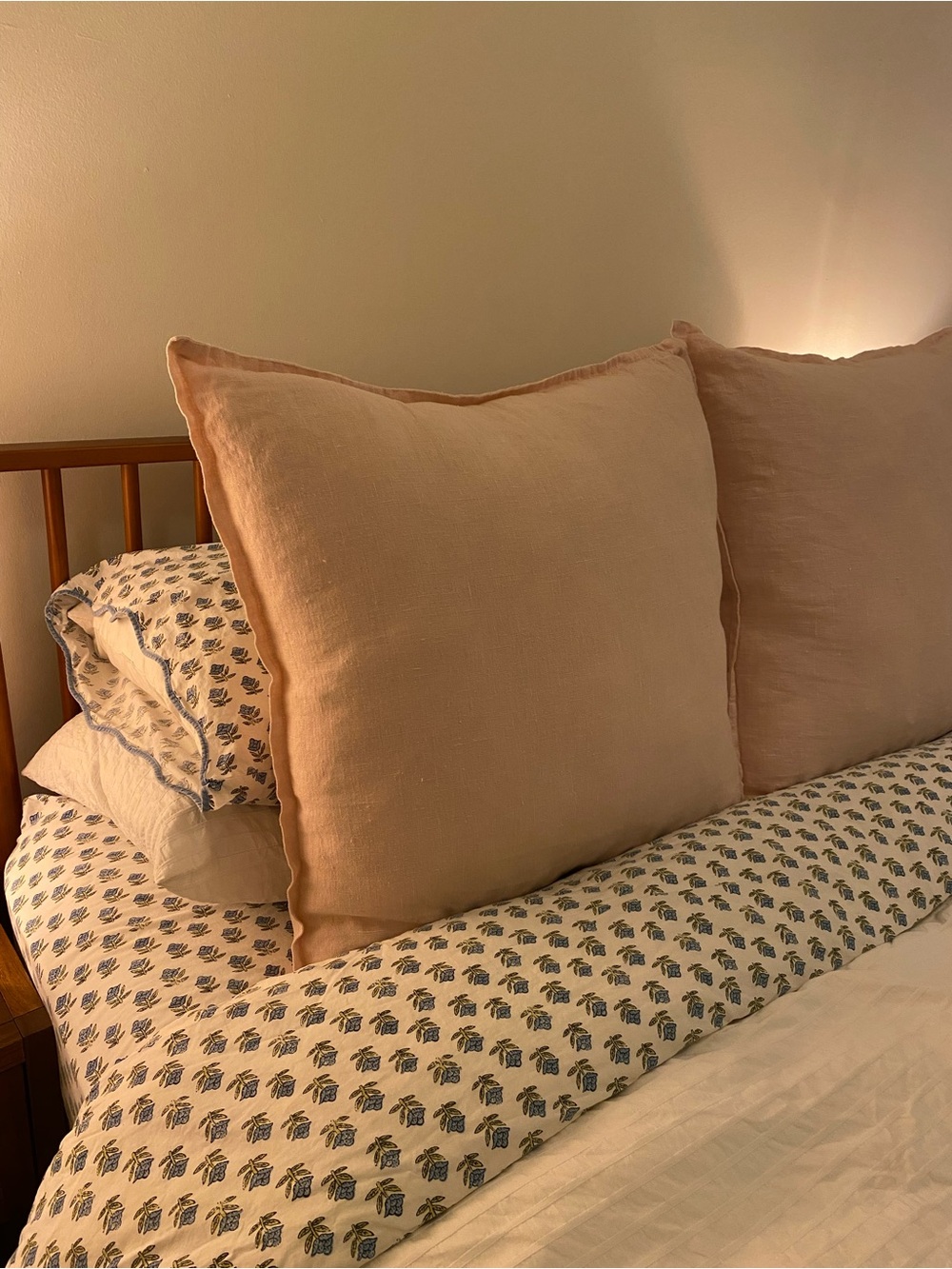 IKEA 100% Linen Euro Pillow Covers - Pink Set of Two (26”x26”)